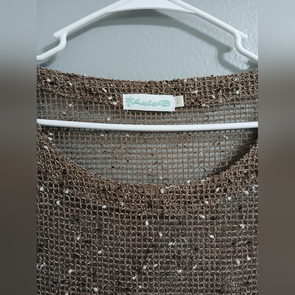 LULU-B Brown Sequin Mesh Top - Picture 2 of 9